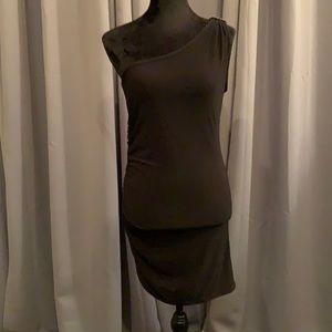 Sexy one shoulder black ruched cocktail dress